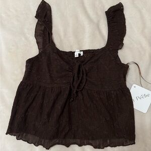 Brown Flutter Top - NWT